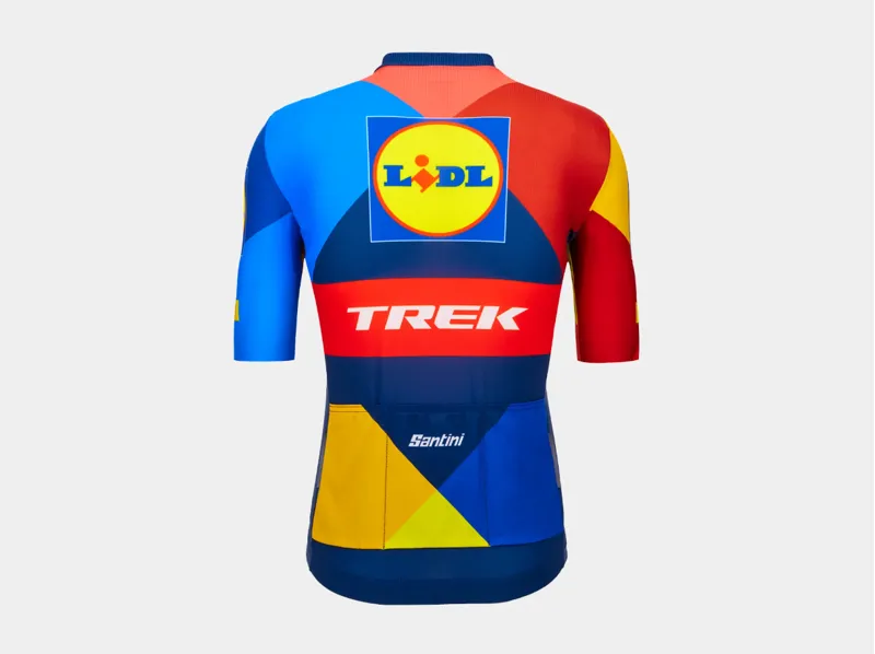 Santini Lidl-Trek Replica Race Short Sleeve Jersey in Blue/ Yellow-1